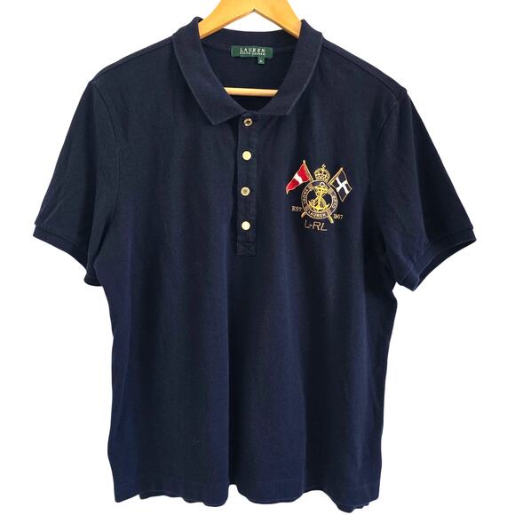 Lauren Ralph Lauren Tops - Lauren Ralph Lauren Women's Yacht Polo Shirt Navy Size XL Nautical Crest Preppy